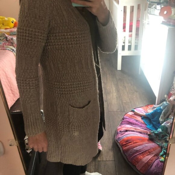 Universal Thread Taupe Long Chunky Open-Front Cardigan sz M EUC - Picture 11 of 12